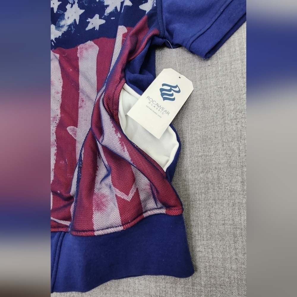 Rocawear All American Hustlers USA Flag Snap Short Sleeve Jacket XL - Picture 3 of 9